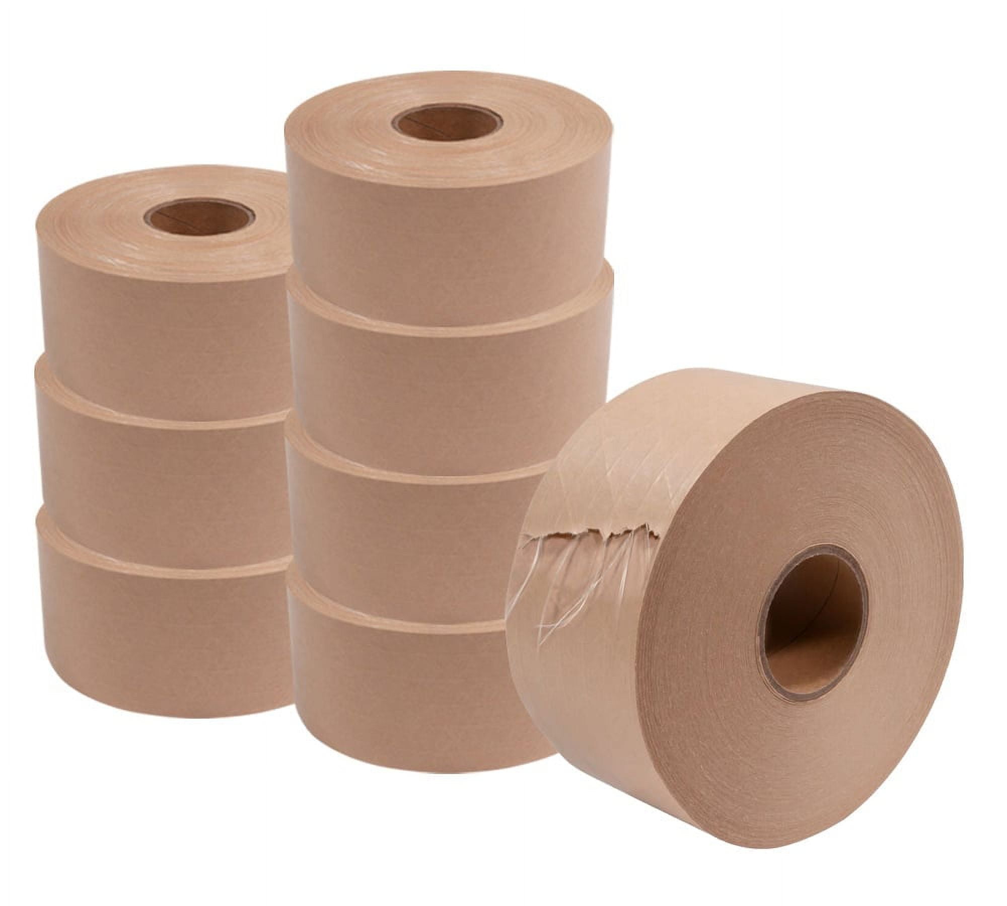 8 Rolls 2.75"x450' Water Activated Tape - Reinforced Gummed Tape for Package - Strong Adhesive & Holding Power Kraft Paper