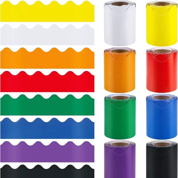 8 Rolls 520 Ft Bright Bulletin Board Borders Set - Decorations for Office, School Classroom Decor, Teachers & Home DIY
