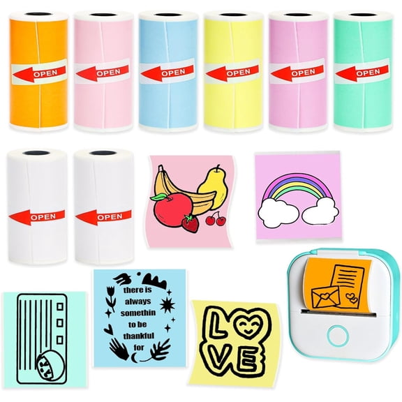 8 Rolls 53x28mm Mini Printer Paper for M02/T02, Sticker Paper for Study