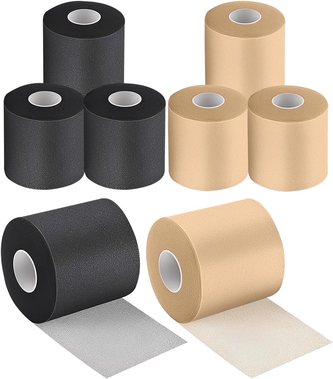 8 Rolls 6 cm x 20 m Pre Wrap Sports Tape, Non Adhesive Underwrap Sports Tape for Hair Ankles Wrists Hands and Knees