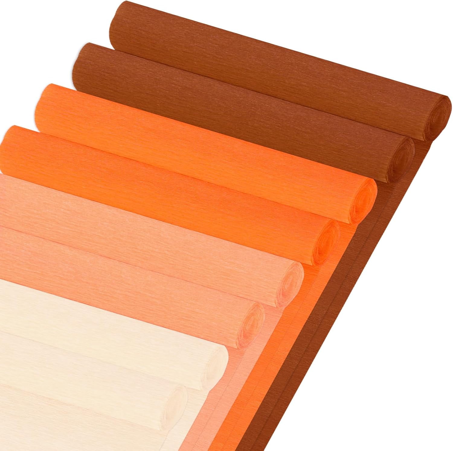 8 Rolls 65.6ft Fall Crepe Paper Streamers 25 x 250cm 4 Colors Party Streamers Fall Brown Orange Theme Crepe Paper Roll Decorative Craft Streamer for DIY Gift Wrapping Crafts Decor