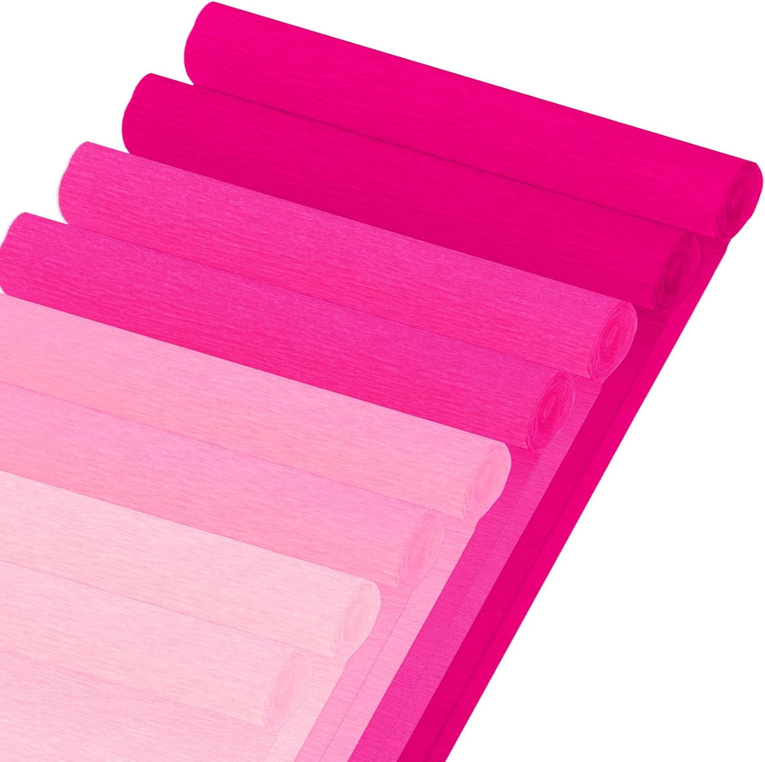 8 Rolls 65.6ft Pink Crepe Paper Streamers 25 x 250cm 4 Colors Party Streamers Pink Theme Crepe Paper Roll Decorative Craft Streamer for DIY Gift Wrapping Crafts Decor