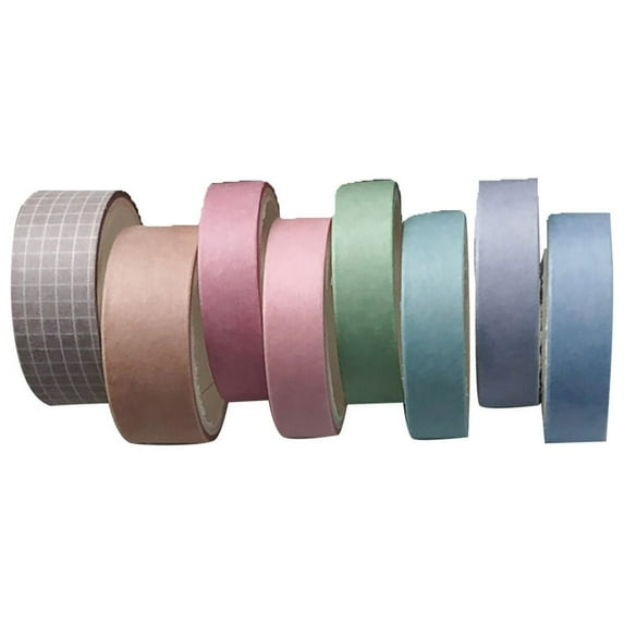 8 Rolls Basic Washi Tape Set Solid Color Grid Masking Decorative Tapes for Arts, DIY Crafts, Journals, Planners, Scrapbooking, Wrapping (Champagne) 3.70x1.65"