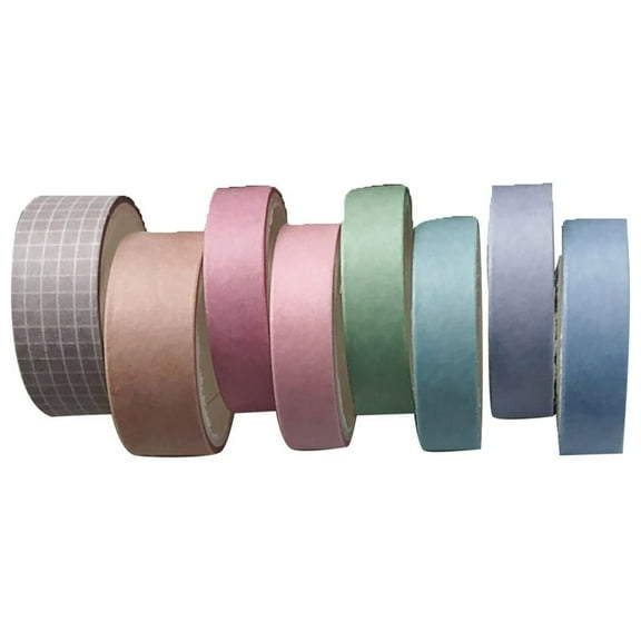 8 Rolls Basic Washi Tape Set Solid Color Grid Masking Decorative Tapes for Arts, DIY Crafts, Journals, Planners, Scrapbooking, Wrapping (Champagne) 3.70x1.65"