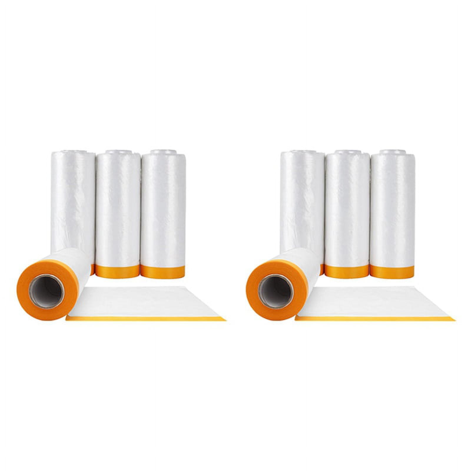 8 Rolls Clear Plastic Sheeting 4.9X 65.5 Ft PreTaped Masking Film Drop