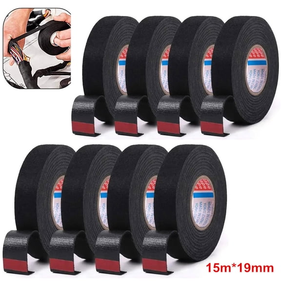 8 Rolls Cloth Electrical Tape 19mm x 15m Wire Harness Insulation Wrap for Car Auto SUV Truck Heavy Duty Durable Flexible Adhesive