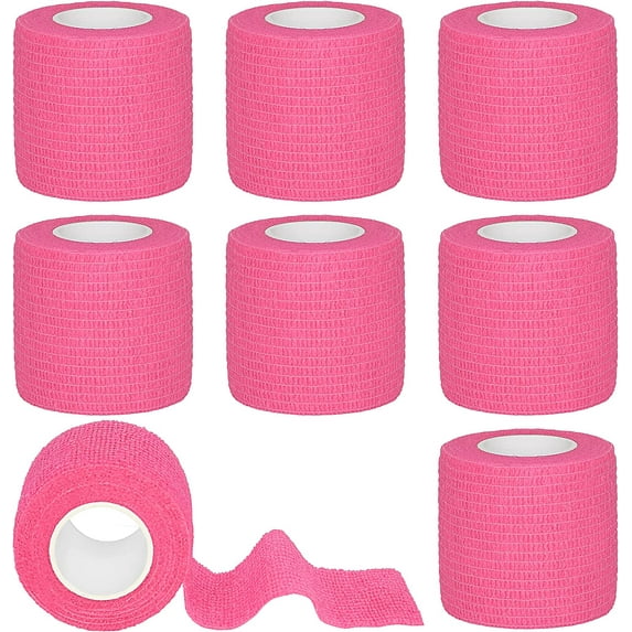 8 Rolls Cohesive Bandage 2” x 5 Yards Self Adherent Bandage Wrap Breathable Vet Tape Elastic Adhesive Bandage for Sports, Wrist, Ankle, Tattoo Wraps(Pink)