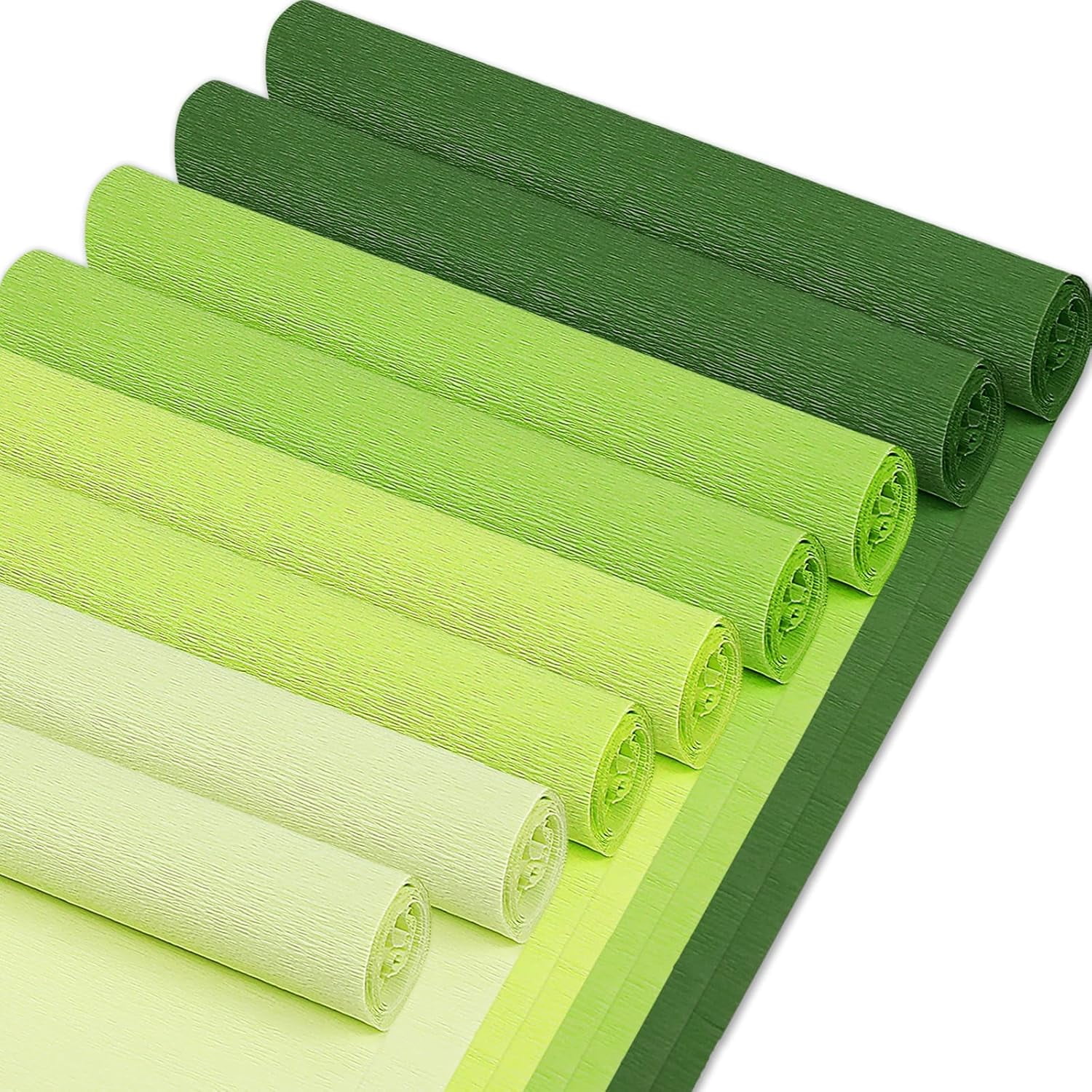 8 Rolls Crepe Paper Streamers 25 x 250cm 4 Colors Party Streamers Green Theme Crepe Paper Roll Decorative Craft Streamer for Gift Wrapping Paper Crafts Room Wall Decoration