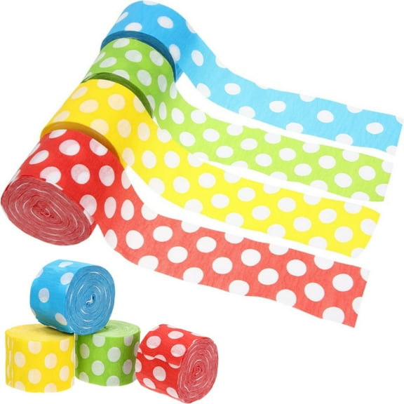 8 Rolls Dot Crepe Paper Streamers, Boriyuan Colorful Dot Crepe Paper DIY Craft Supplies for Birthday, Wedding, Graduation, Bachelorette Party Backdrop Decorations (1.77in x 82ft/Roll)