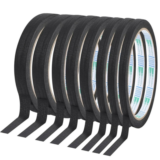 8 Rolls Masking Tape, 1/8, 1/4, 1/2 inch Thin Masking Tape, Thin Painters Tape Black Pinstriping