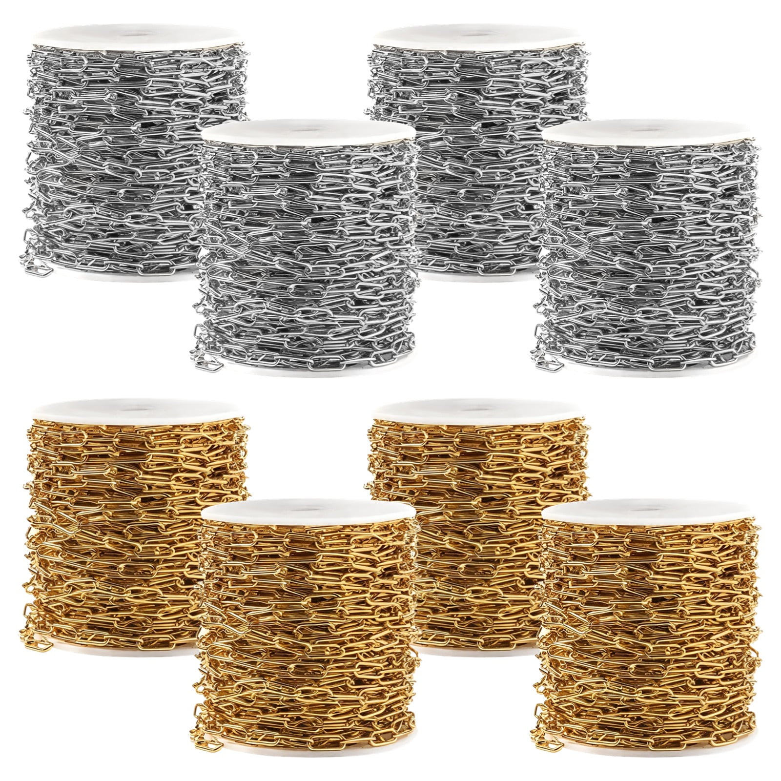2 Meters Stainless Steel Paperclip Chain On Spool - Jewelry Making Supplies With Clasps & Jump Rings