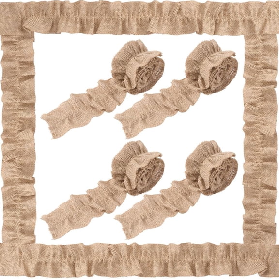 8 Rolls Ruffled Burlap Ribbon 2.1 Inch Wide Christmas Tree Garland Trim Rustic Farmhouse Decor for Classroom Vintage Crafts Multicolor DIY Border