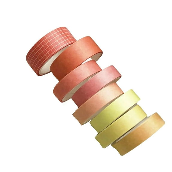 8 Rolls Washi Tape Set, Basic Solid Color Yellow Orange Adhesive Decoration Label for Scrapbooking Planner Journal Art Craft Album Diary Book Gift DIY Supplies, 1.25x1.65x1.65"