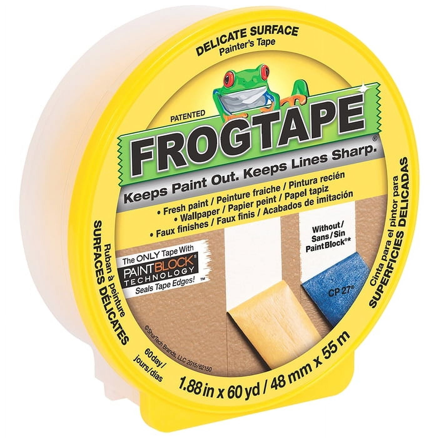 8-Rolls of 1.88” x 60 yds Shurtape 142920 Yellow CF 160 FrogTape Delicate Surface Painter’s Tape