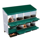 8 Rooms Roll Away Chicken Nesting Box, Galvanized Steel & Plastic Egg Collection System for Chicken Coop