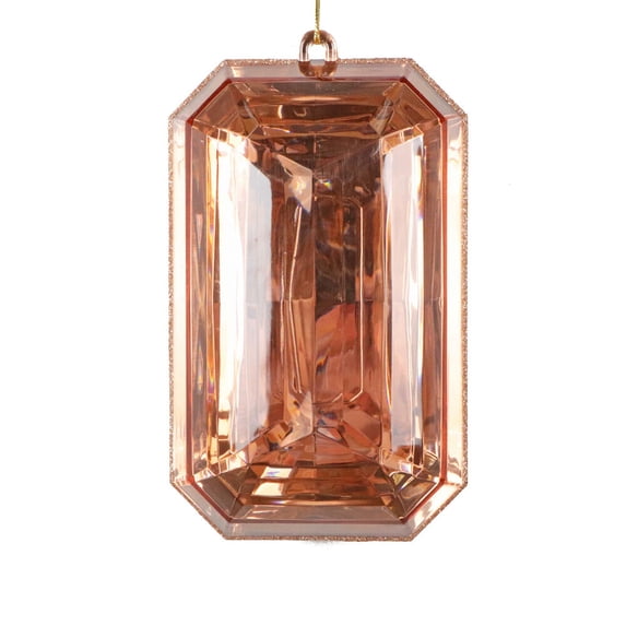 8" Rose Gold Rect Jewel Glitter Orn 2/Bg