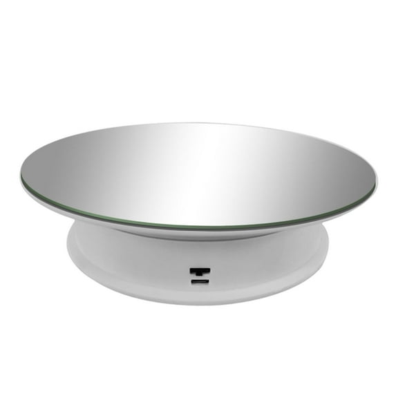 8" Rotating Display Stand USB Powered Turntable 2 Speed Toy Model White Mirror