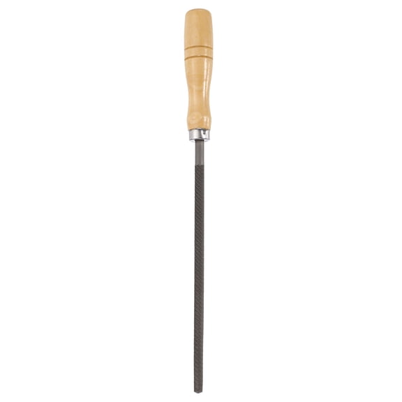 8" Round Bastard Cut File Bastard Metal File with Wood Handle, Grey/Yellow