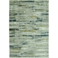 thumbnail image 1 of 8â€™ Round Blue Ivory Abstract Striped Area Rug, 1 of 10