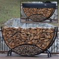 thumbnail image 1 of 8' Round Firewood Log Rack with Kindling Kit and 1' Cover, 1 of 2