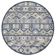 thumbnail image 1 of 8â€™ Round Gray Blue Aztec Pattern Indoor Outdoor Area Rug, 1 of 5