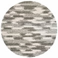 thumbnail image 1 of 8â€™ Round Gray and Ivory Geometric Pattern Area Rug, 1 of 2