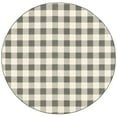 thumbnail image 1 of 8â€™ Round Gray and Ivory Gingham Indoor Outdoor Area Rug, 1 of 2
