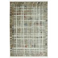 thumbnail image 1 of 8â€™ Round Ivory Khaki Distressed Plaid Area Rug, 1 of 7
