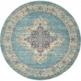thumbnail image 1 of 8â€™ Round Light Blue Distressed Medallion Area Rug, 1 of 6