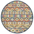 thumbnail image 1 of 8â€™ Round Multicolor Aztec Pattern Indoor Outdoor Area Rug, 1 of 3