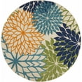 thumbnail image 1 of 8â€™ Round Orange Floral Outdoor Area Rug, 1 of 7