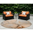 thumbnail image 1 of 8' Round Orange Round Abstract Washable Non Skid Indoor Outdoor Area Rug, 1 of 3