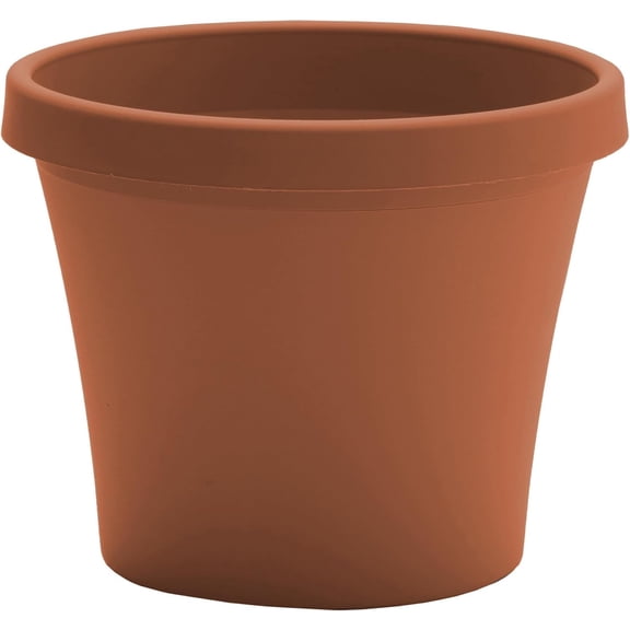 8" Round Plastic Planter with Drainage Holes - Indoor/Outdoor, 1 Gallon Capacity, Lightweight Garden Pot, Terra Cotta