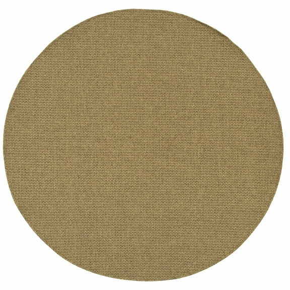 8â€™ Round Solid Tan Indoor Outdoor Area Rug