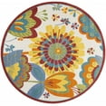 thumbnail image 1 of 8â€™ Round Yellow and Ivory Indoor Outdoor Area Rug, 1 of 40