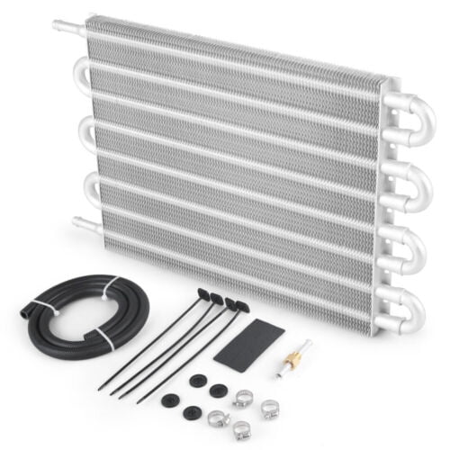 8 Row Aluminum Remote Transmission Oil Cooler Auto-Manual Radiator Converter Kit