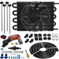 thumbnail image 1 of 8 Row Engine Transmission Oil Cooler Electric Fan 6AN Temp Switch Kit, 1 of 10