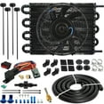 thumbnail image 1 of 8 Row Engine Transmission Oil Cooler Electric Fan 6AN Temp Switch Kit, 1 of 10
