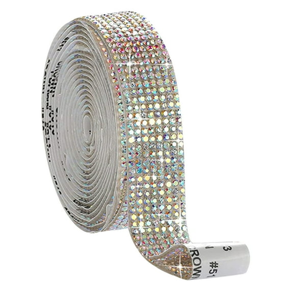 8 Rows Diamond Bling Crystal Ribbon Self Adhesive Sticker for Wedding Dress Shoes Cake Decoration and DIY Fashion Accessories Sparkly