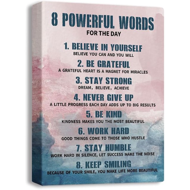 8 Rules Of Life Wood Sign, Inspirational Motto Canvas Wall Art
