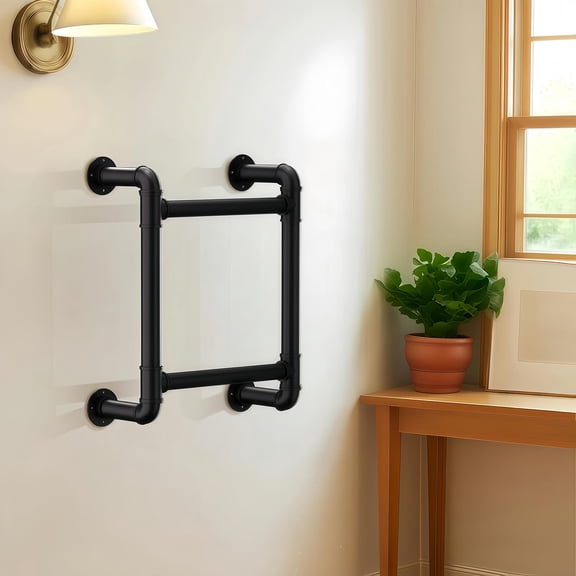 8-Rung Wall Mounted Ladder  Heavy-Duty Metal 8FT Egress Window &amp; Loft Ladder for Basement  Attic Bunk Bed  Fire Escape - 355LBS Load  Matte Black