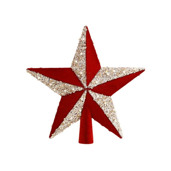 8" Rustic Christmas Star Tree Topper – Vintage Farmhouse Rusty Star Ornament for Christmas Tree, 3D Tree Top Star for Holiday Home Décor, Indoor & Outdoor Christmas Decorations (Red)