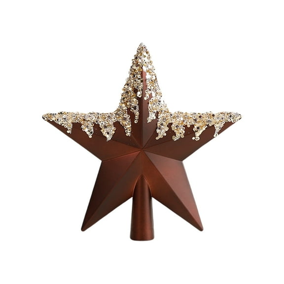 8" Rustic Christmas Star Tree Topper – Vintage Farmhouse Rusty Star Ornament for Christmas Tree, 3D Tree Top Star for Holiday Home Décor, Indoor & Outdoor Christmas Decorations (Brown)