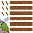 thumbnail image 1 of 8" Rusty Garden Border Corten Steel Landscape Lawn Edging Stakes DIY Flower Bed Metal Landscaping Decorative Lawn Pathway Grass Plant Fence Divider Strips No Dig Hammer-in Outdoor Edge 6PCS, 1 of 9