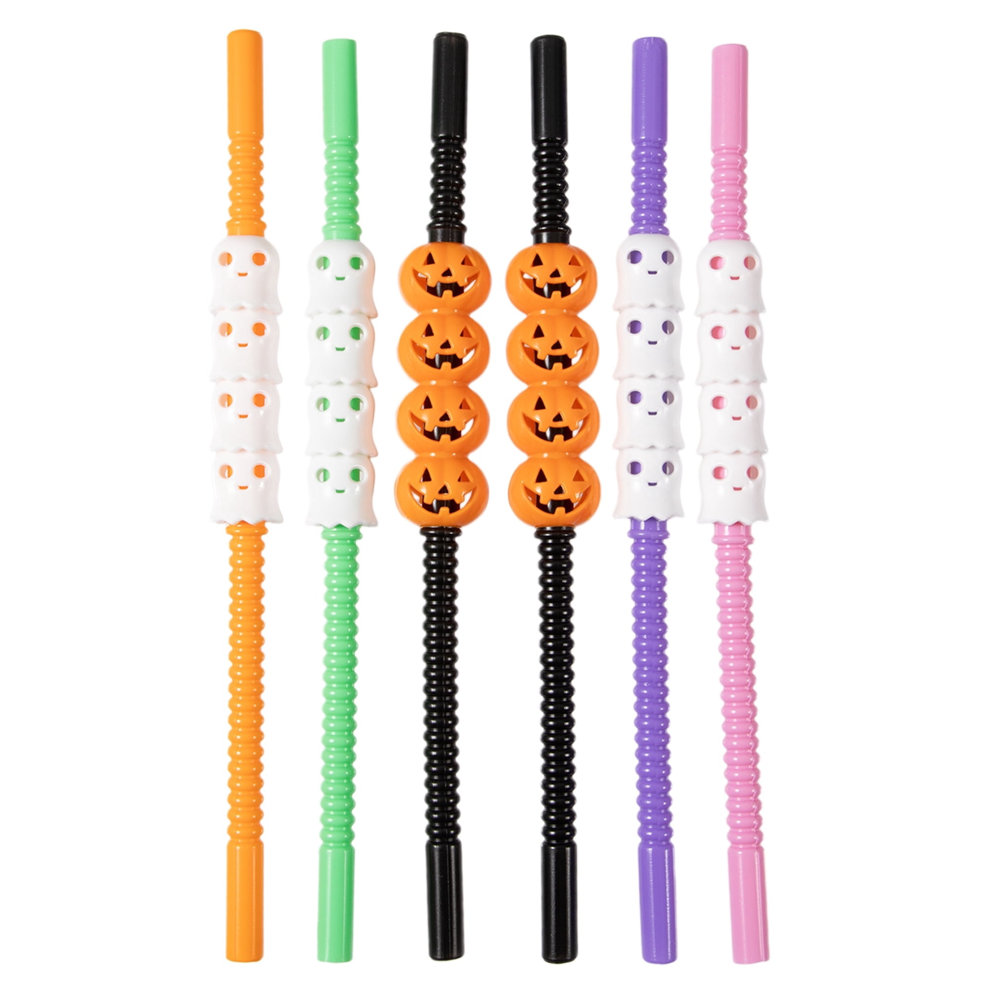 Jack-o'-Lanterns and Ghosts Plastic Straws, Multicolor, 8 Pieces, Halloween by Way To Celebrate