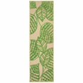 thumbnail image 1 of 8' Sand and Lime Green Leaves Indoor Outdoor Runner Rug, 1 of 2