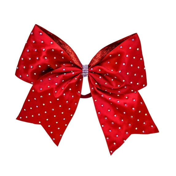 8" Satin Gem Glitter Bows w/ Elastic Band Pinch Clip