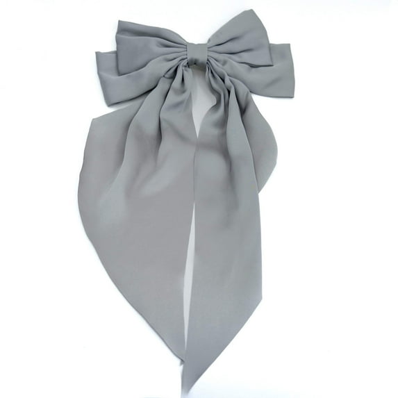 GOGIRL! USA 8" Satin Long Tail Bows Silver for All Ages