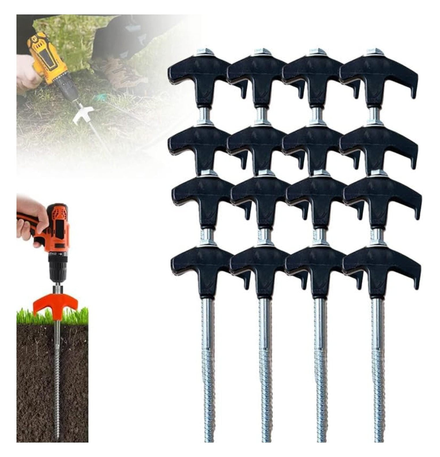 8" Screw in Tent Stakes, 2024 New Ground Anchors Screw in Glow Tent