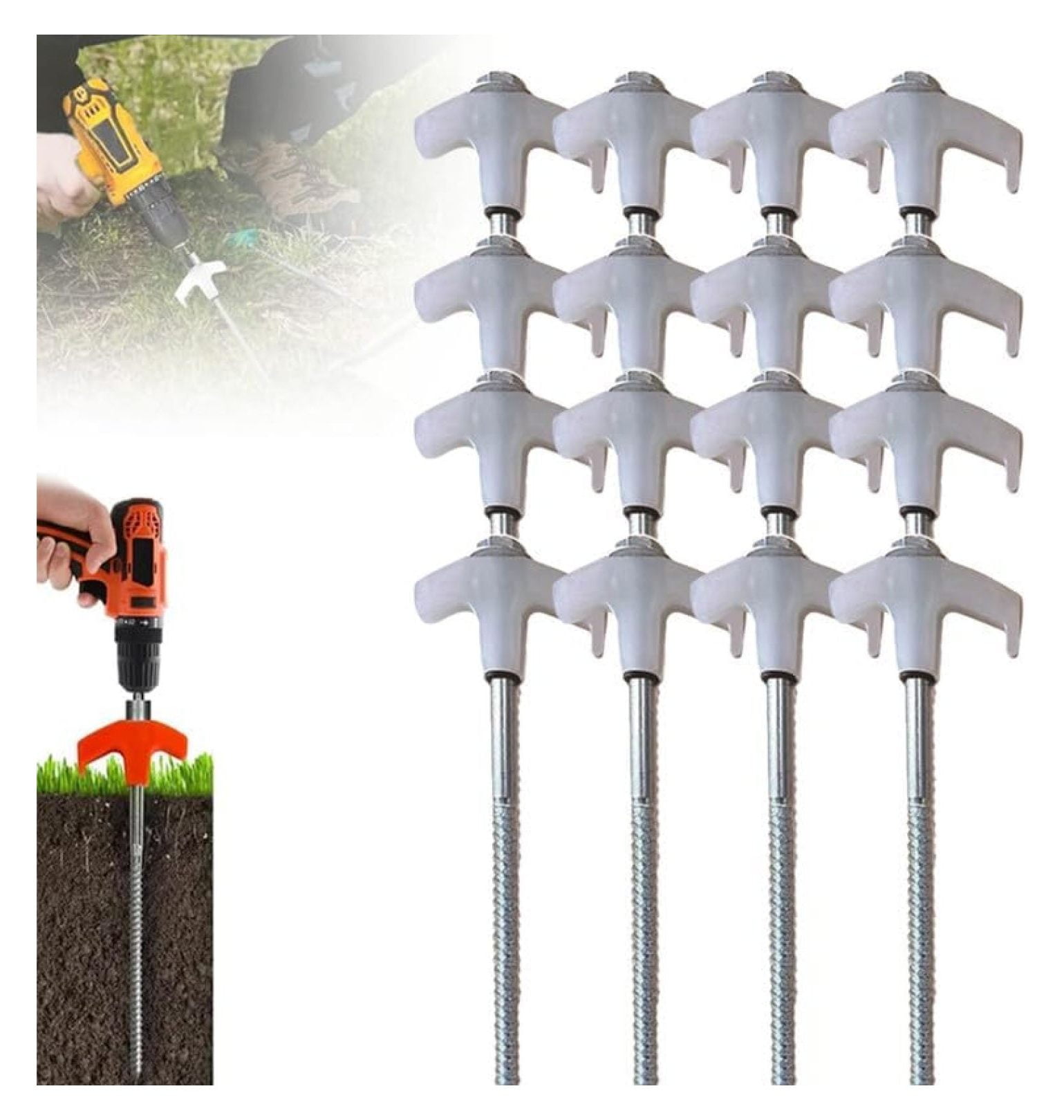 8" Screw in Tent Stakes, 2024 New Ground Anchors Screw in Glow Tent